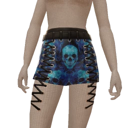 Delirious Liquid Blue Skull Leather Skirt