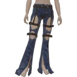 Delirious Distressed Cut-Out Flare Split Jeans