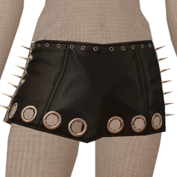 Delirious Black Leather Mini Skirt With Cut Out Silver Ringlets