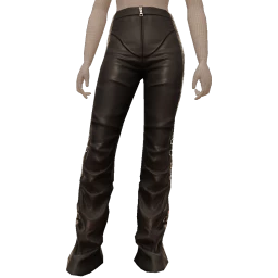 Delirious Black Leather Trousers With Cut Out Silver Ringlets