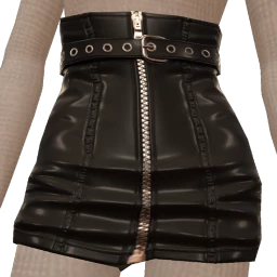 Drop Science Cyber Black Leather Skirt