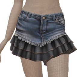 Drop Science V Ruffled Denim Skirt