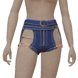 Drop Science Blue Denim Chain Cut-Out Shorts