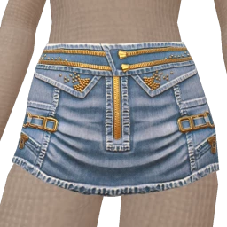 Drop Science Denim And Gold Micro Skirt