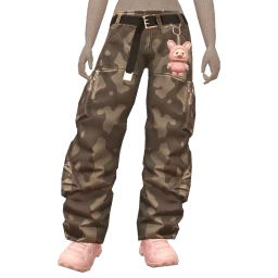 Drop Science Baggy Camo Trousers With Cute Plushie Key Ring