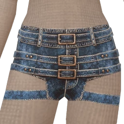 Drop Science Denim Mini Shorts With Multiple Buckle Straps