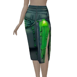 Delirious Green Tears Side Split Midi Skirt