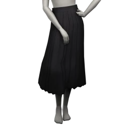 Foal Simple Frilled Midi Skirt (Black)