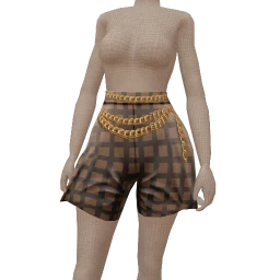 Prevail Brown Check Shorts With Gold Chains