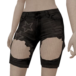 Cloud Nine Black Denim Ripped Shorts