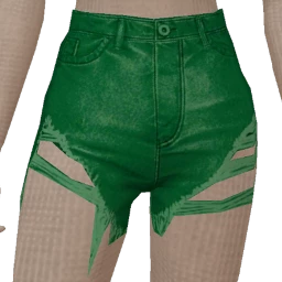 Foal Green Torn High-Waisted Shorts