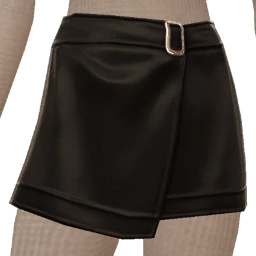 Front Row Black Leather Wrap Mini Skirt