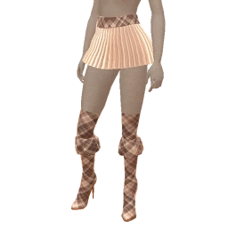 Front Row Cream Checkmate Mini Skirt And Boots