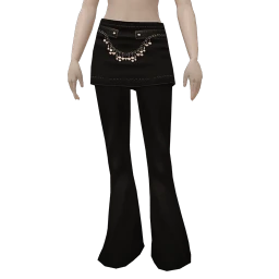 Front Row Stylish Trousers With Layered Skirt (Black)