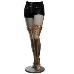 Snakeskin Thigh High Boots with Shorts