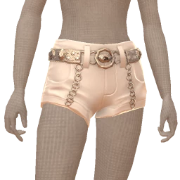 Front Row White With Silver Chain Shorts