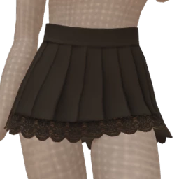 Front Row Pleated Lace Hem Mini Skirt