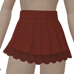 USAesthetics Burgundy Pleated Lace Hem Mini Skirt
