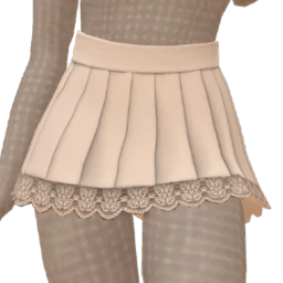 Front Row White Pleated Lace Hem Mini Skirt