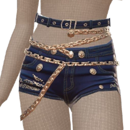Ikon Elite Blue Denim Silver Sparkle Belt Shorts