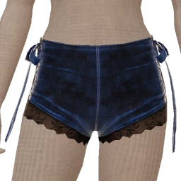 Ikon Elite Blue Velvet And Lace Mini Shorts