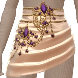 Ikon Elite Cream Satin Pleated Mini Skirt With Diamond Chain Belt 