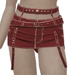Ikon Elite Burgundy Denim Belted Mini Skirt