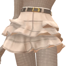 Ikon Elite Asymmetric Tiered White Denim Skirt