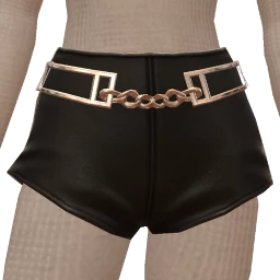 Ikon Elite Black Leather Link Belt Shorts