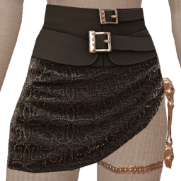 Ikon Elite Asymmetrical Black Lace Skirt With Skeleton Garter