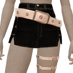 Ikon Elite Black Denim Belted Mini Skirt
