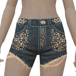 Ikon Pixel Denim Ripped Shorts