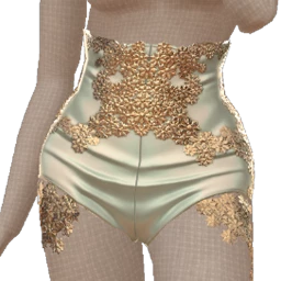 La Haute Couture Gold Embroidery Mint Shorts