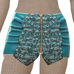 La Haute Couture Teal Lace-Front Mini Skirt