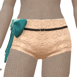 La Haute Couture Embellished Lace Shorts With A Teal Bow