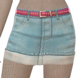 Mahiki Denim Folded Skirt With Bling Belt