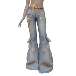 Ikon Elite Belted Hem Ultra Wide Leg Jeans With Chains