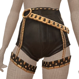 Ikon Elite Black Leather Gold Studded Chain Shorts