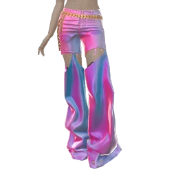 Ikon Elite Iridescent Torn Jeans With Gold Chain Belt