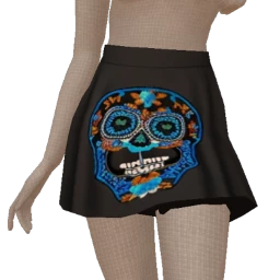 Cloud Nine Day Of The Dead Embroidered Pleated Skirt