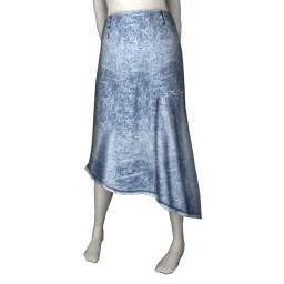 BALENCIAGA - Washed Denim Side Godet Skirt