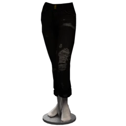 Black Turn-up Ripped Jeans