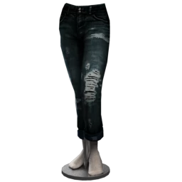 Dark Blue Turn-up Ripped Jeans