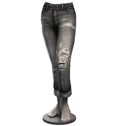 Grey Turn-up Ripped Jeans