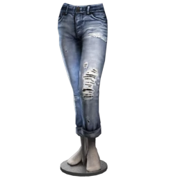 Light Blue Turn-up Ripped Jeans