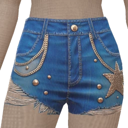 USAesthetics Frayed Denim Rhinestone Shorts