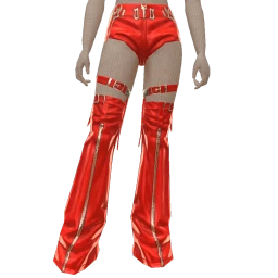 USAesthetics Red Plastic Belted Flare Trousers