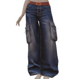 USAesthetics Dark Blue Denim Cargo Baggy Jeans