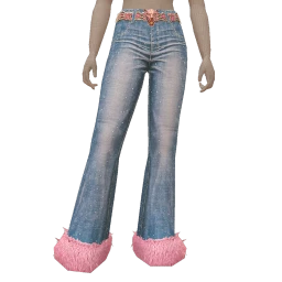 Yume Heart Belt Pink Fur Flare Jeans