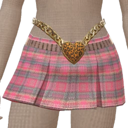 Yume Pink Tweed Cyber Leopard Belt Mini Skirt